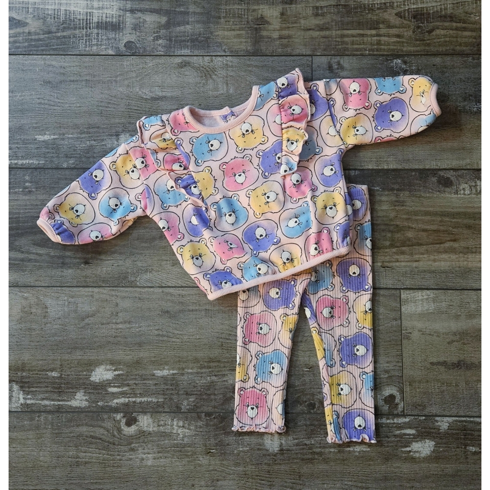 SET (2) CARE BEAR Matching Sweatshirt & Pants Girls Size 12M